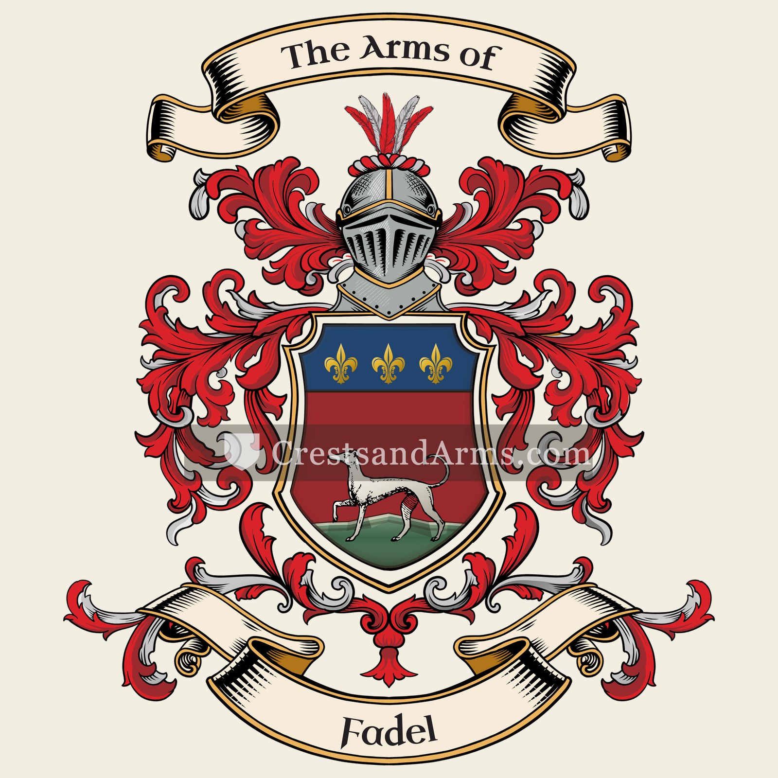The Fadel coat of arms, drawn from the recorded blazon