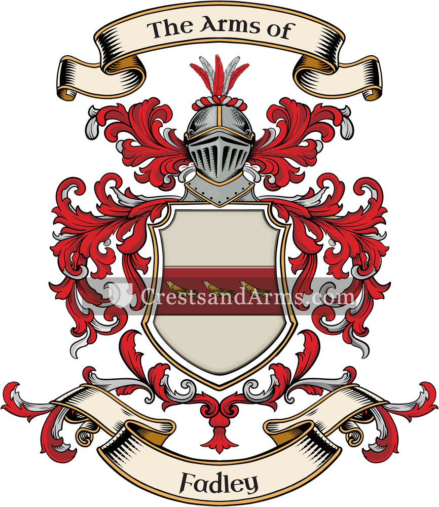 The Fadley coat of arms, drawn from the recorded blazon
