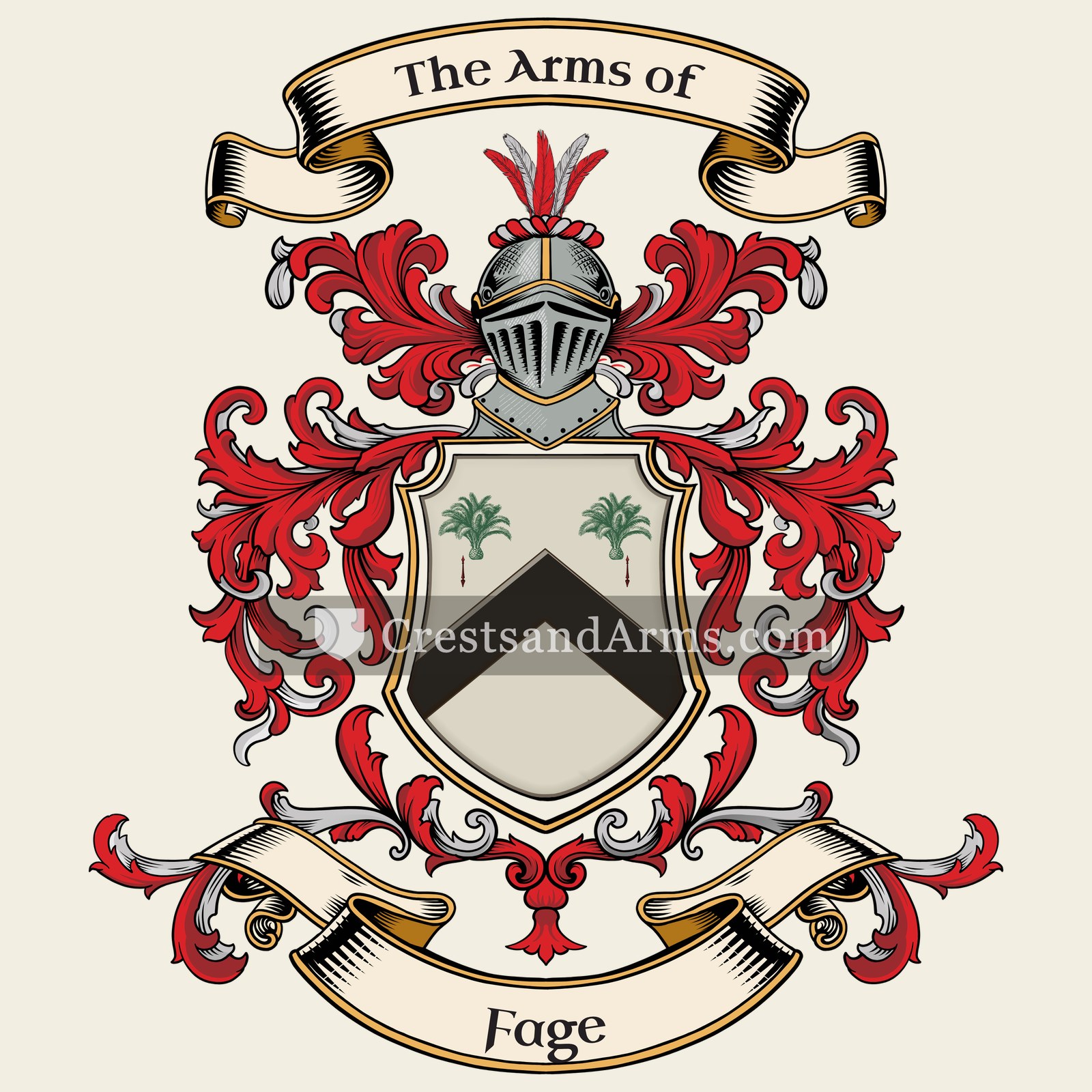 The Fage coat of arms, drawn from the recorded blazon