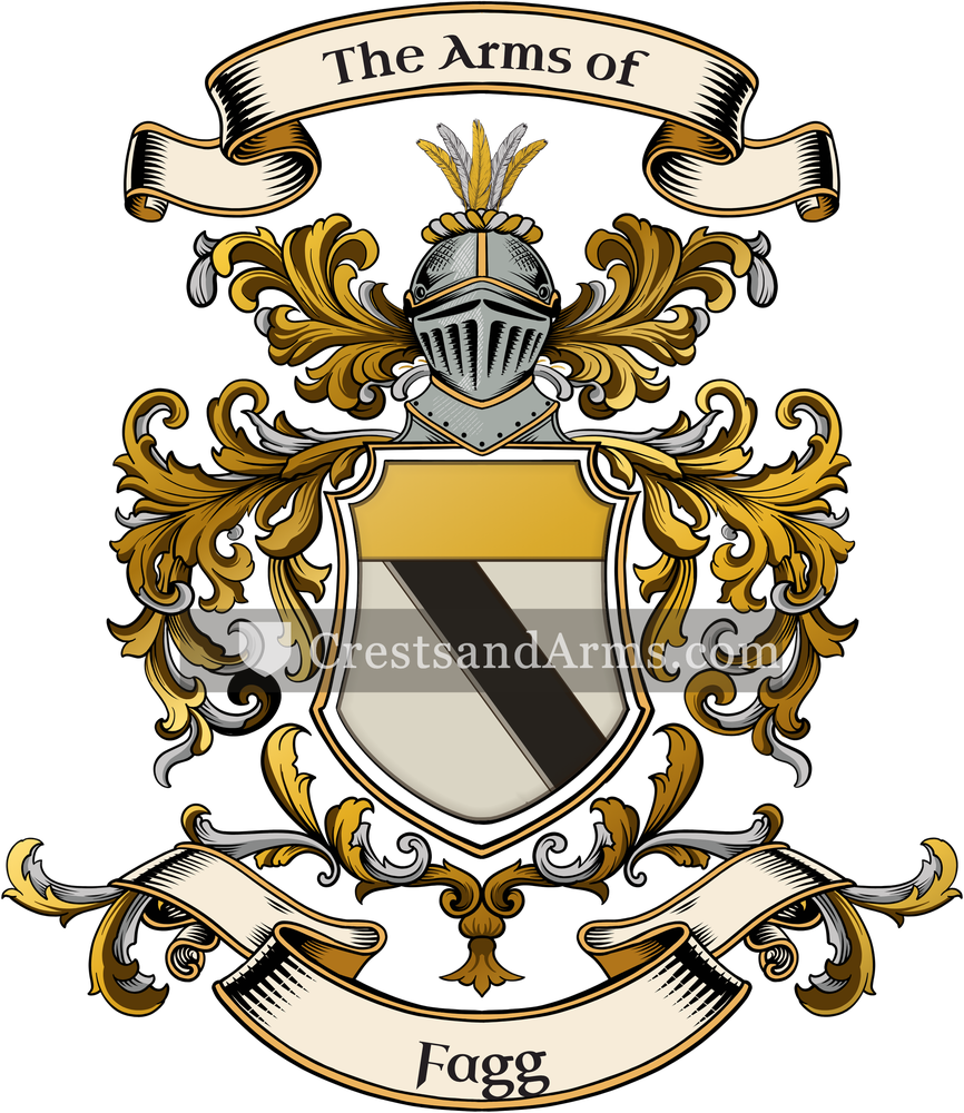 The Fagg coat of arms, drawn from the recorded blazon