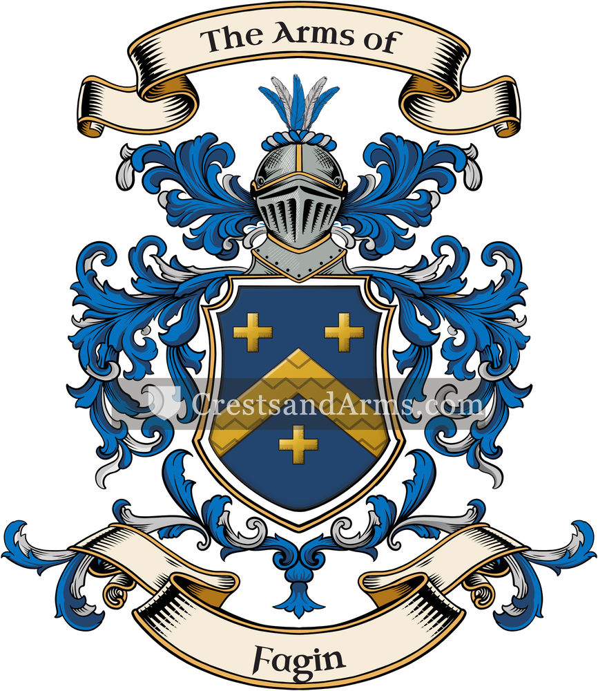 The Fagin coat of arms, drawn from the recorded blazon