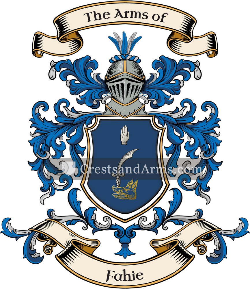 The Fahie coat of arms, drawn from the recorded blazon