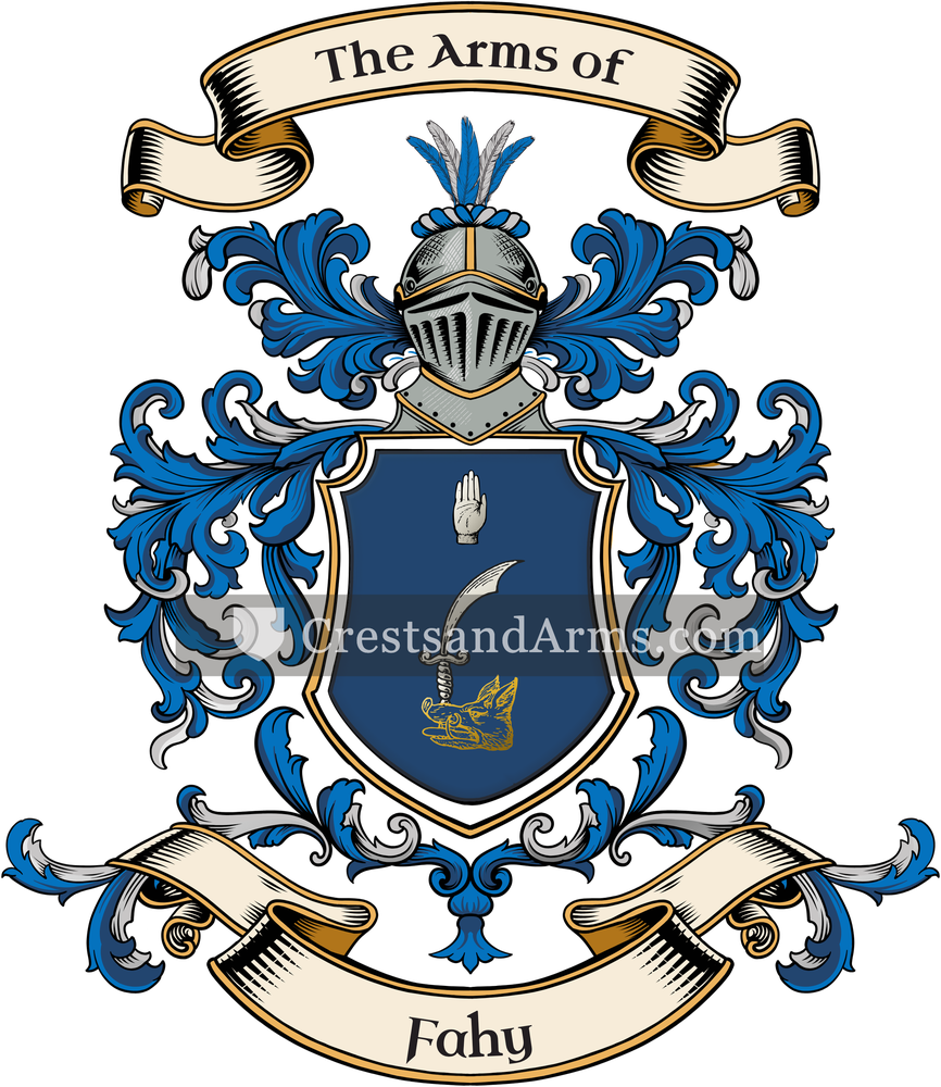 The Fahy coat of arms, drawn from the recorded blazon