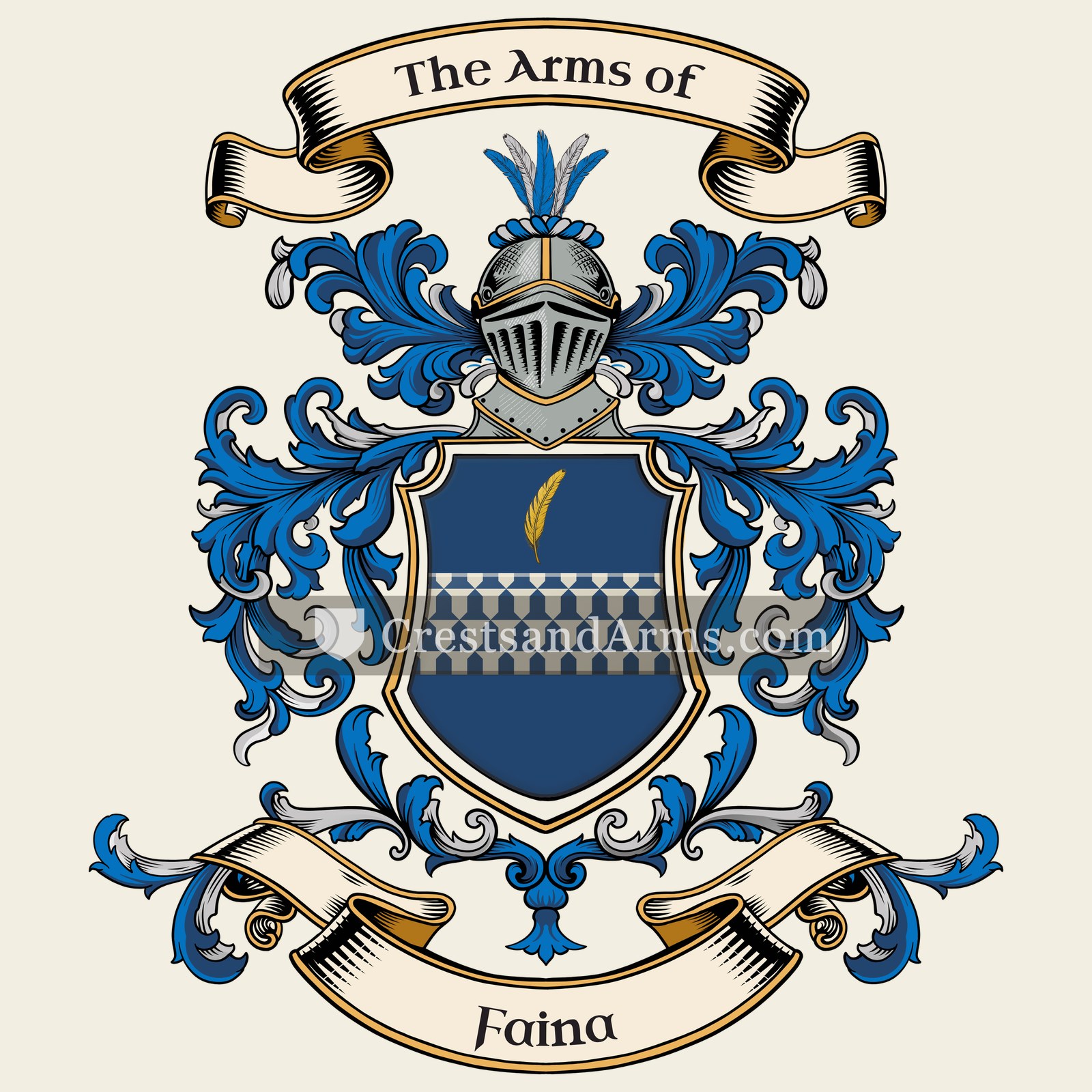 The Faina coat of arms, drawn from the recorded blazon