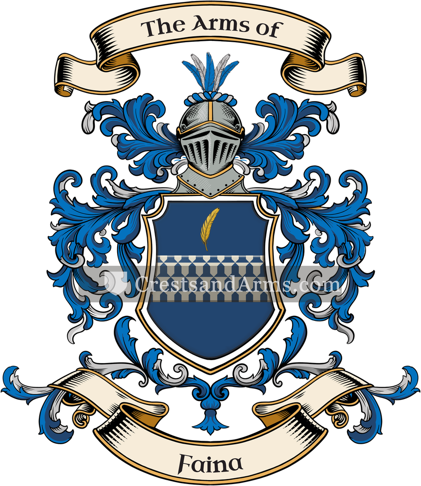 The Faina coat of arms, drawn from the recorded blazon