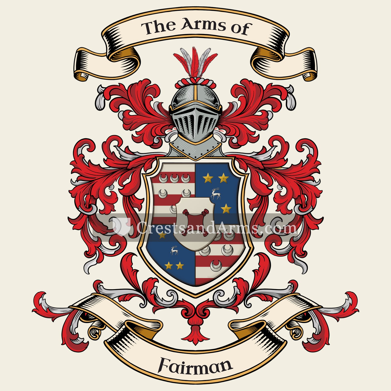 The Fairman coat of arms, drawn from the recorded blazon