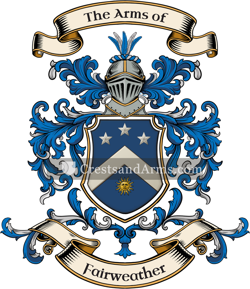 The Fairweather coat of arms, drawn from the recorded blazon