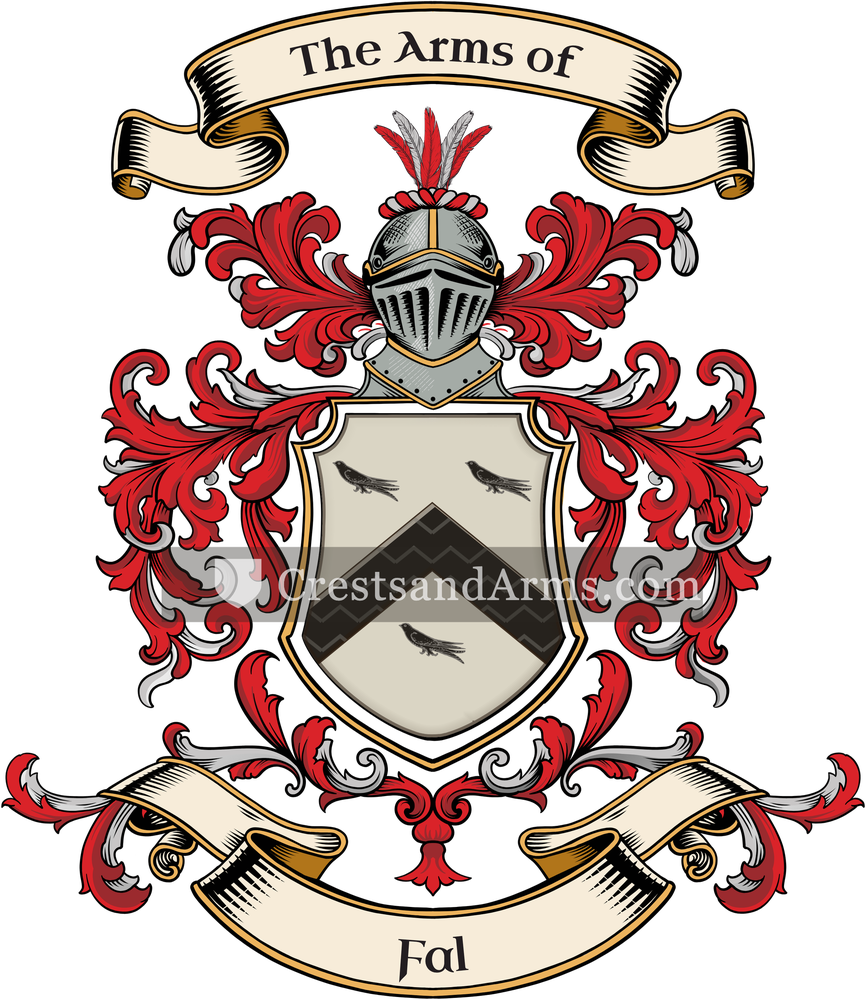 The Fal coat of arms, drawn from the recorded blazon