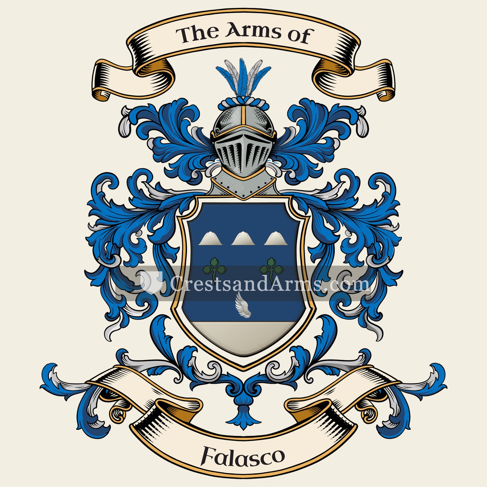 The Falasco coat of arms, drawn from the recorded blazon