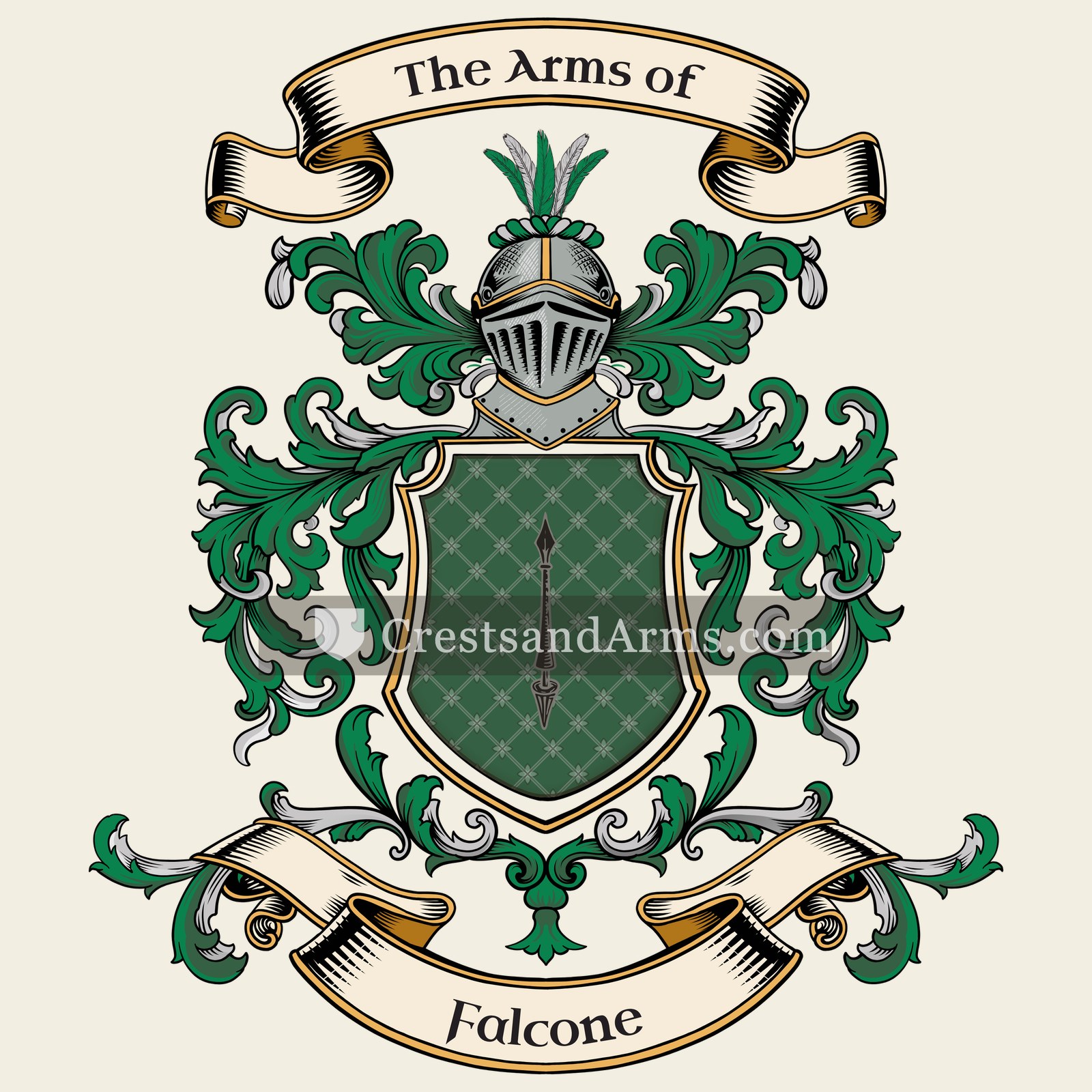 The Falcone coat of arms, drawn from the recorded blazon