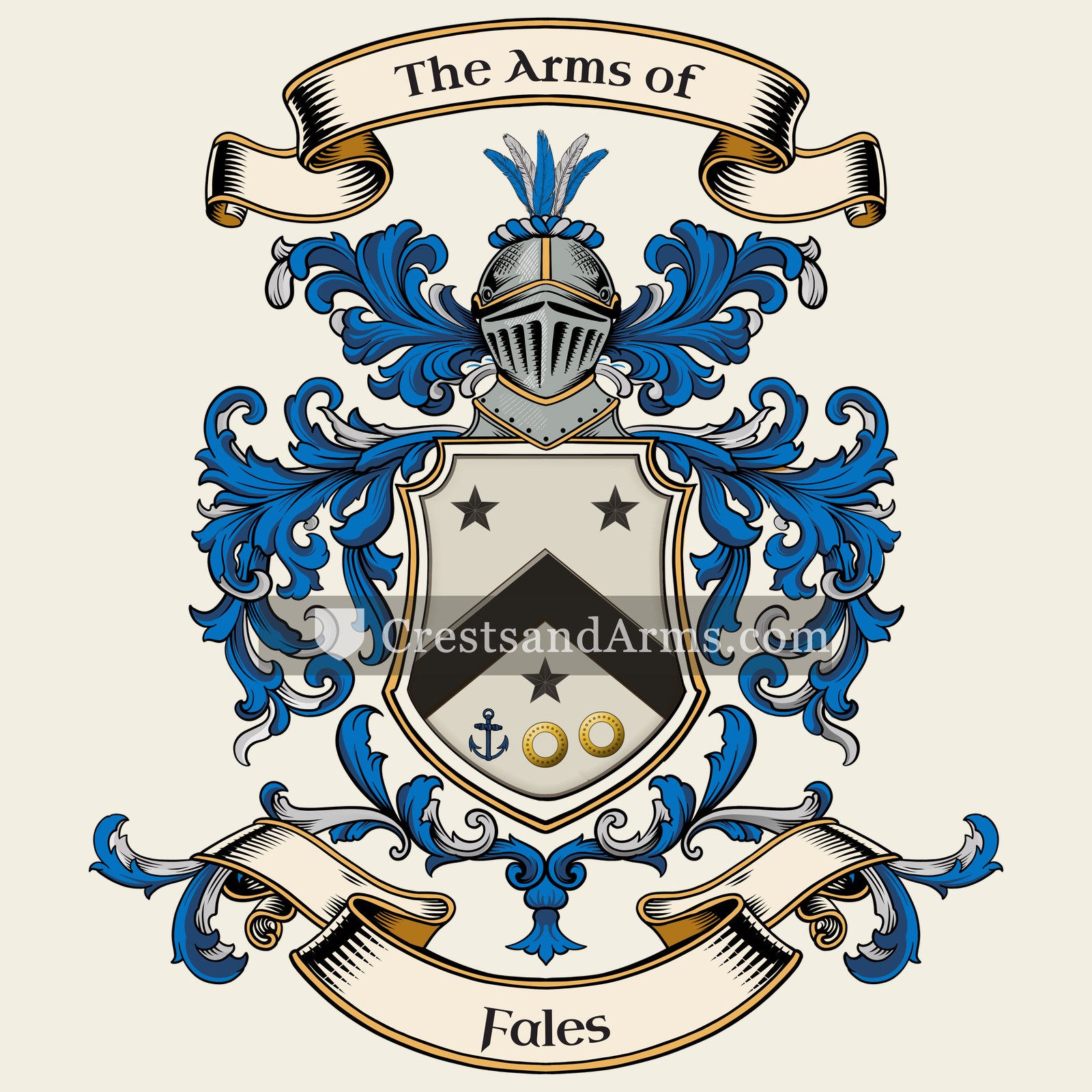 The Fales coat of arms, drawn from the recorded blazon
