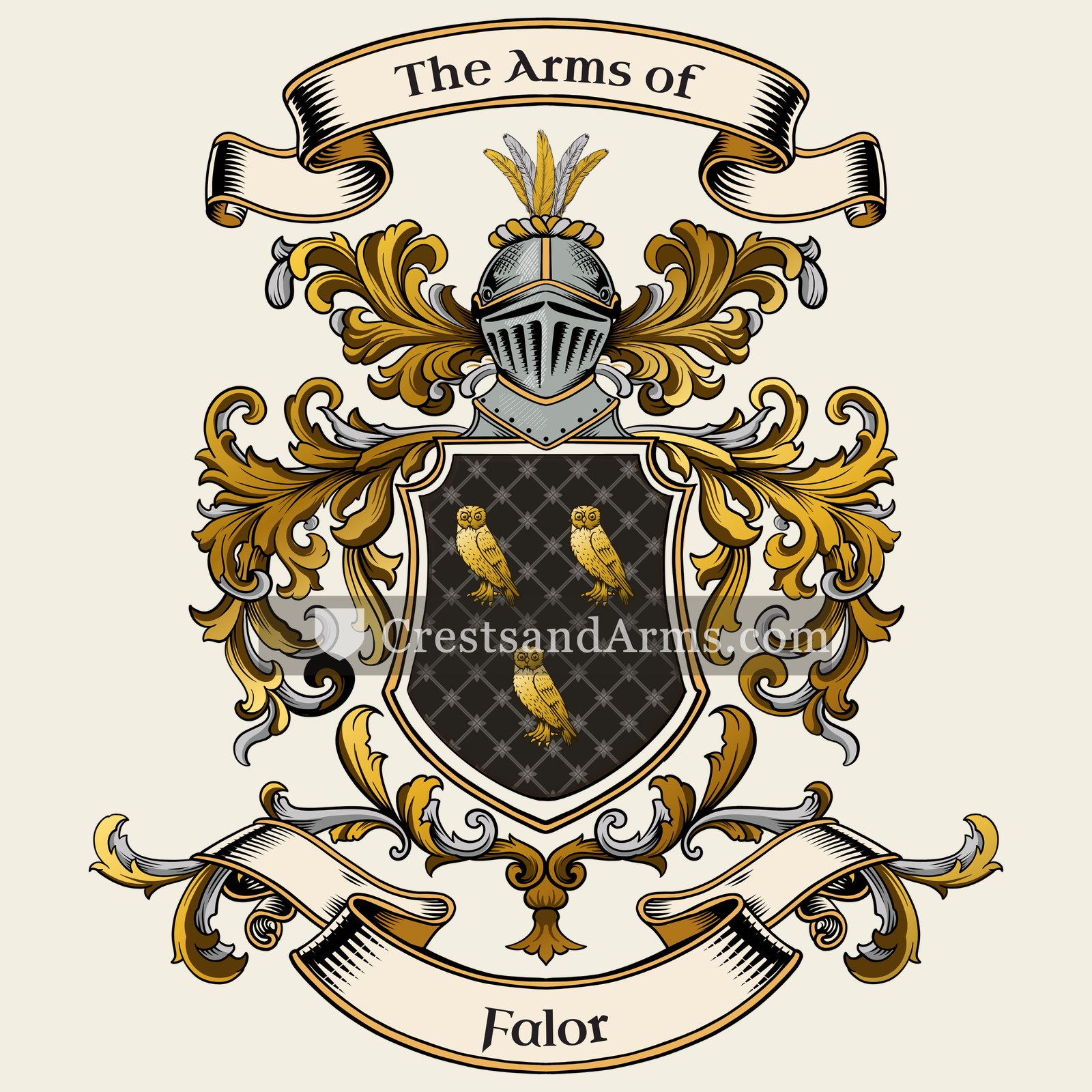 The Falor coat of arms, drawn from the recorded blazon