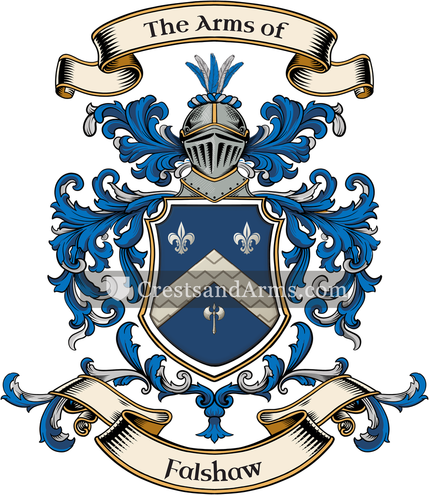 The Falshaw coat of arms, drawn from the recorded blazon