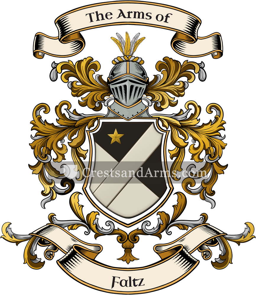 The Faltz coat of arms, drawn from the recorded blazon