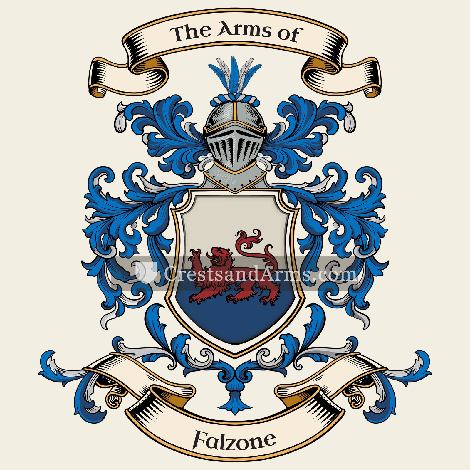The Falzone coat of arms, drawn from the recorded blazon