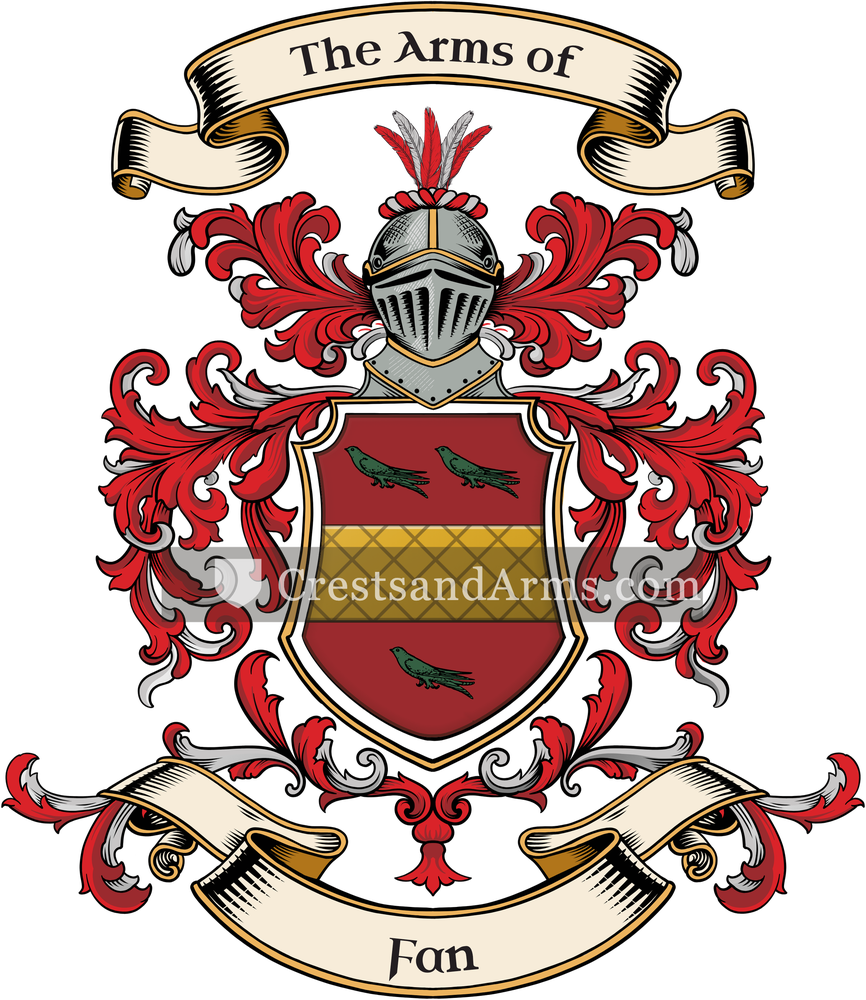 The Fan coat of arms, drawn from the recorded blazon