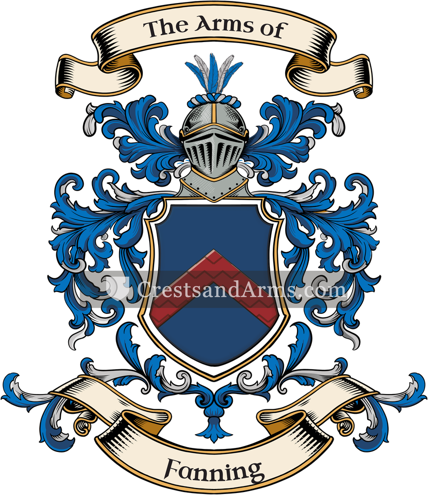 The Fanning coat of arms, drawn from the recorded blazon