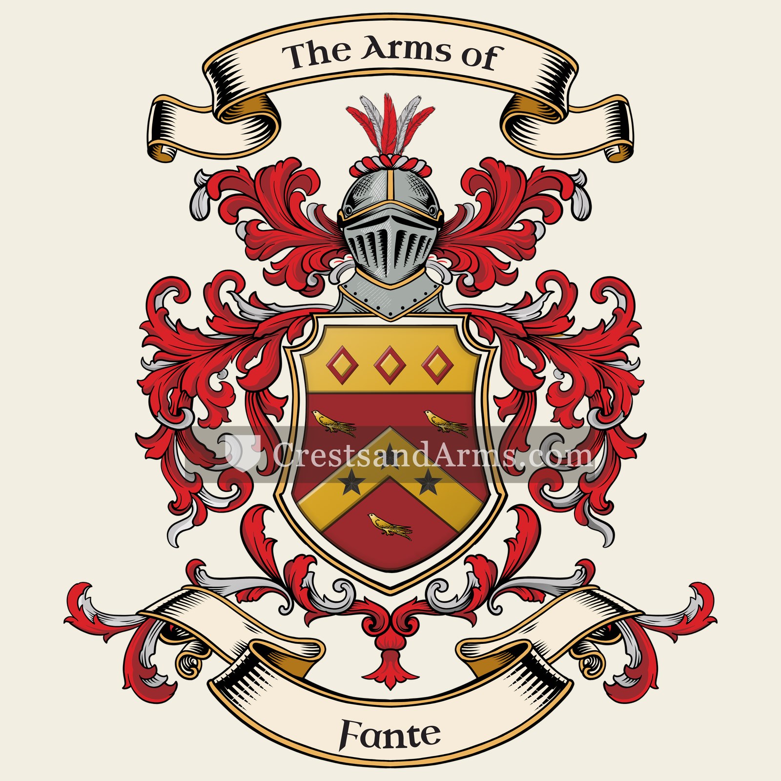 The Fante coat of arms, drawn from the recorded blazon