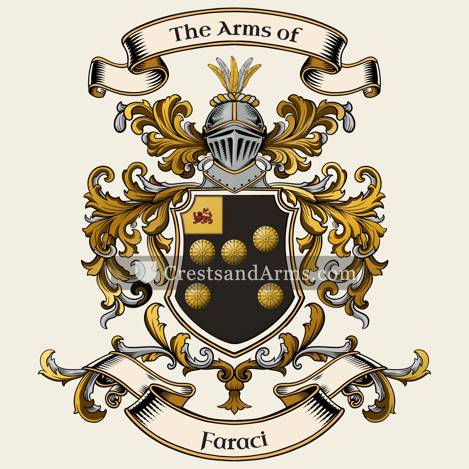 The Faraci coat of arms, drawn from the recorded blazon