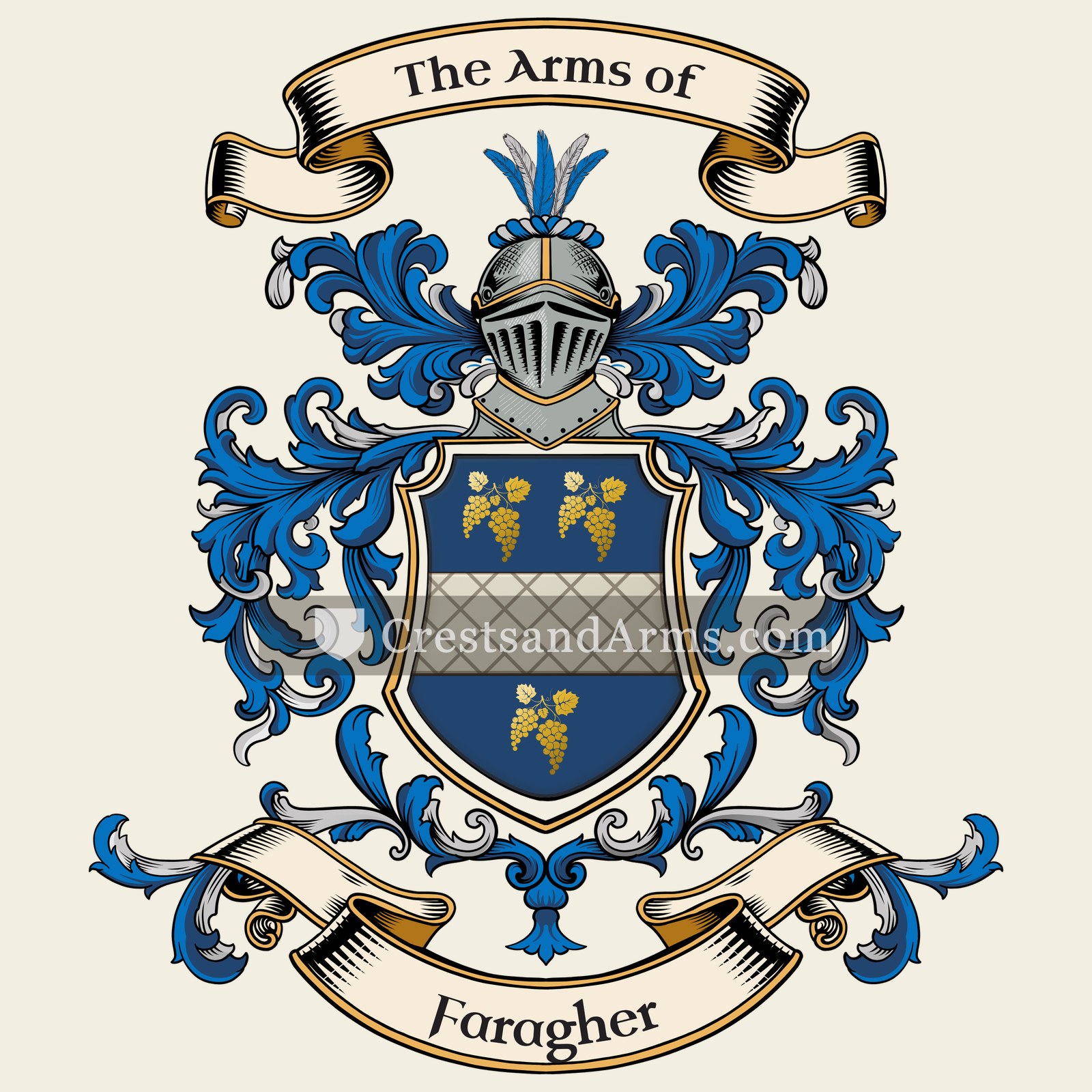 The Faragher coat of arms, drawn from the recorded blazon