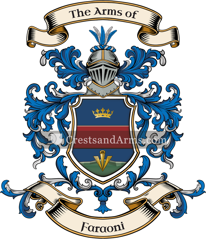 The Faraoni coat of arms, drawn from the recorded blazon