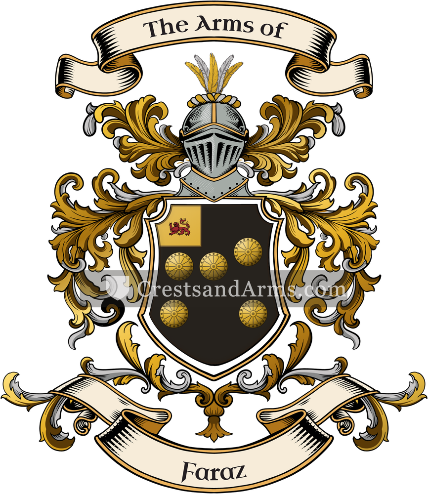 The Faraz coat of arms, drawn from the recorded blazon