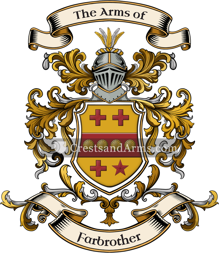 The Farbrother coat of arms, drawn from the recorded blazon