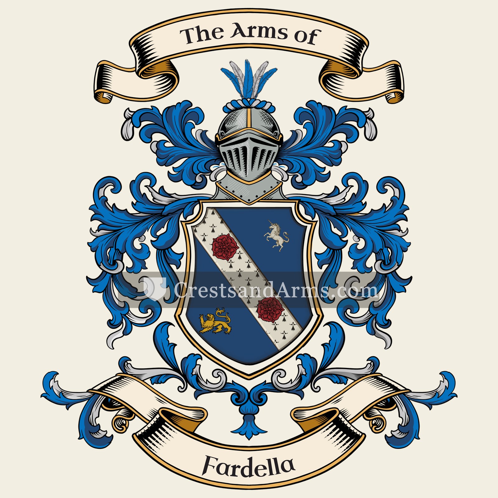 The Fardella coat of arms, drawn from the recorded blazon