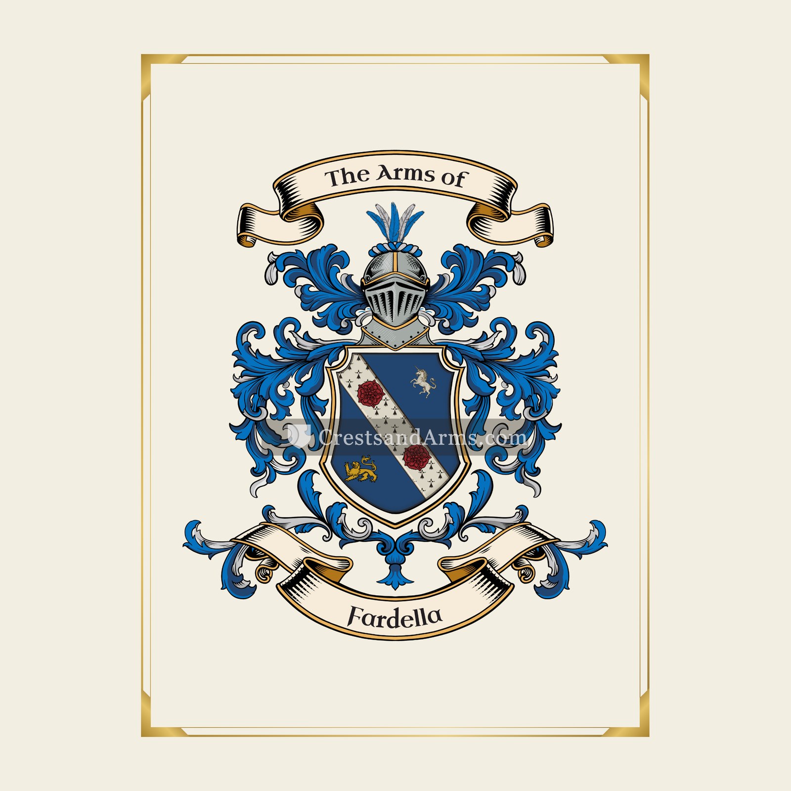 With gold border