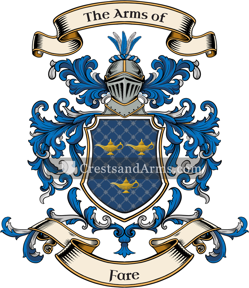 The Fare coat of arms, drawn from the recorded blazon