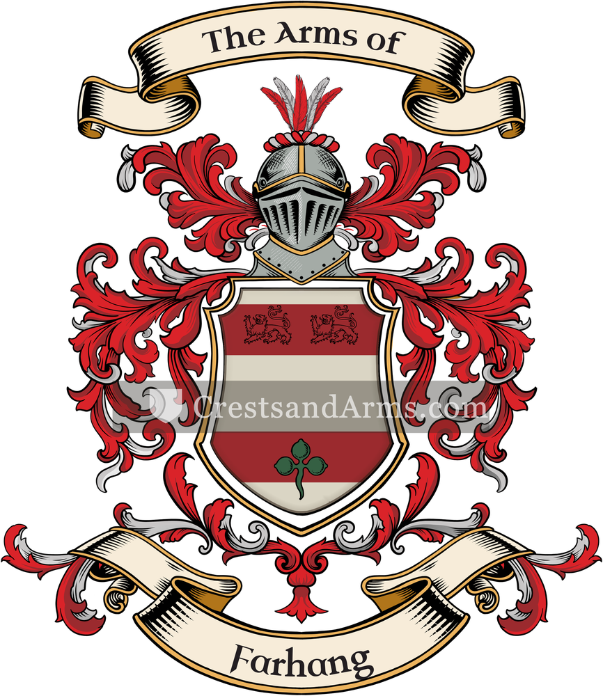 The Farhang coat of arms, drawn from the recorded blazon