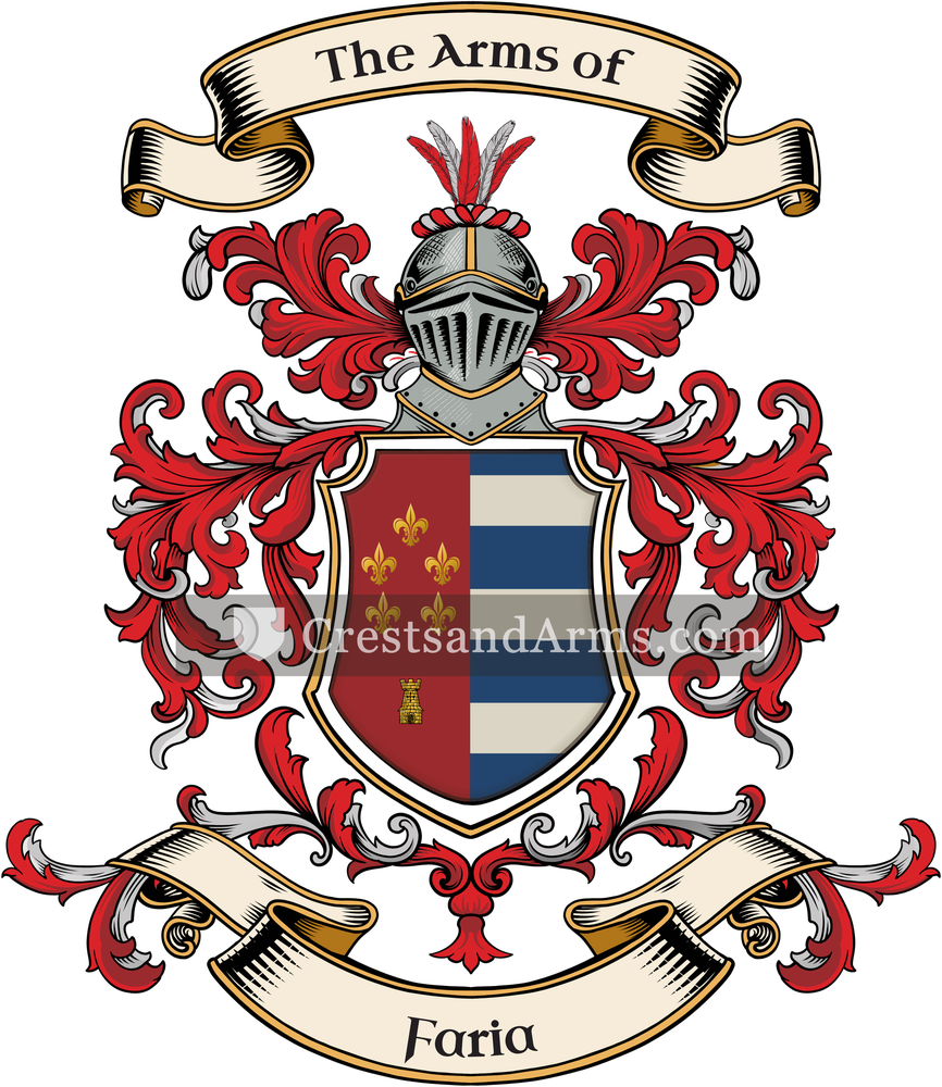The Faria coat of arms, drawn from the recorded blazon