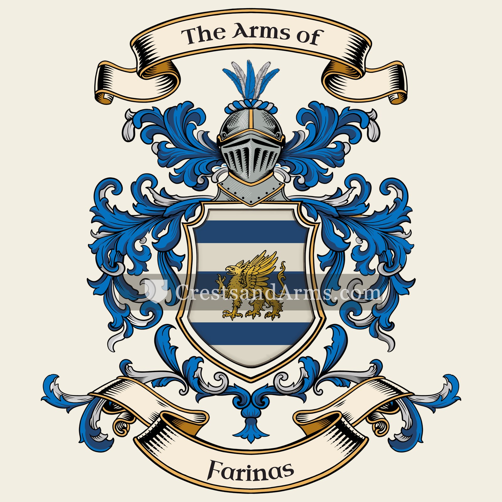 The Farinas coat of arms, drawn from the recorded blazon