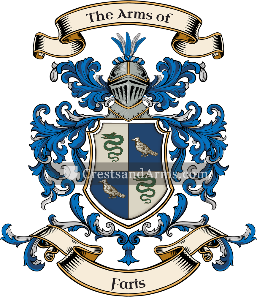 The Faris coat of arms, drawn from the recorded blazon