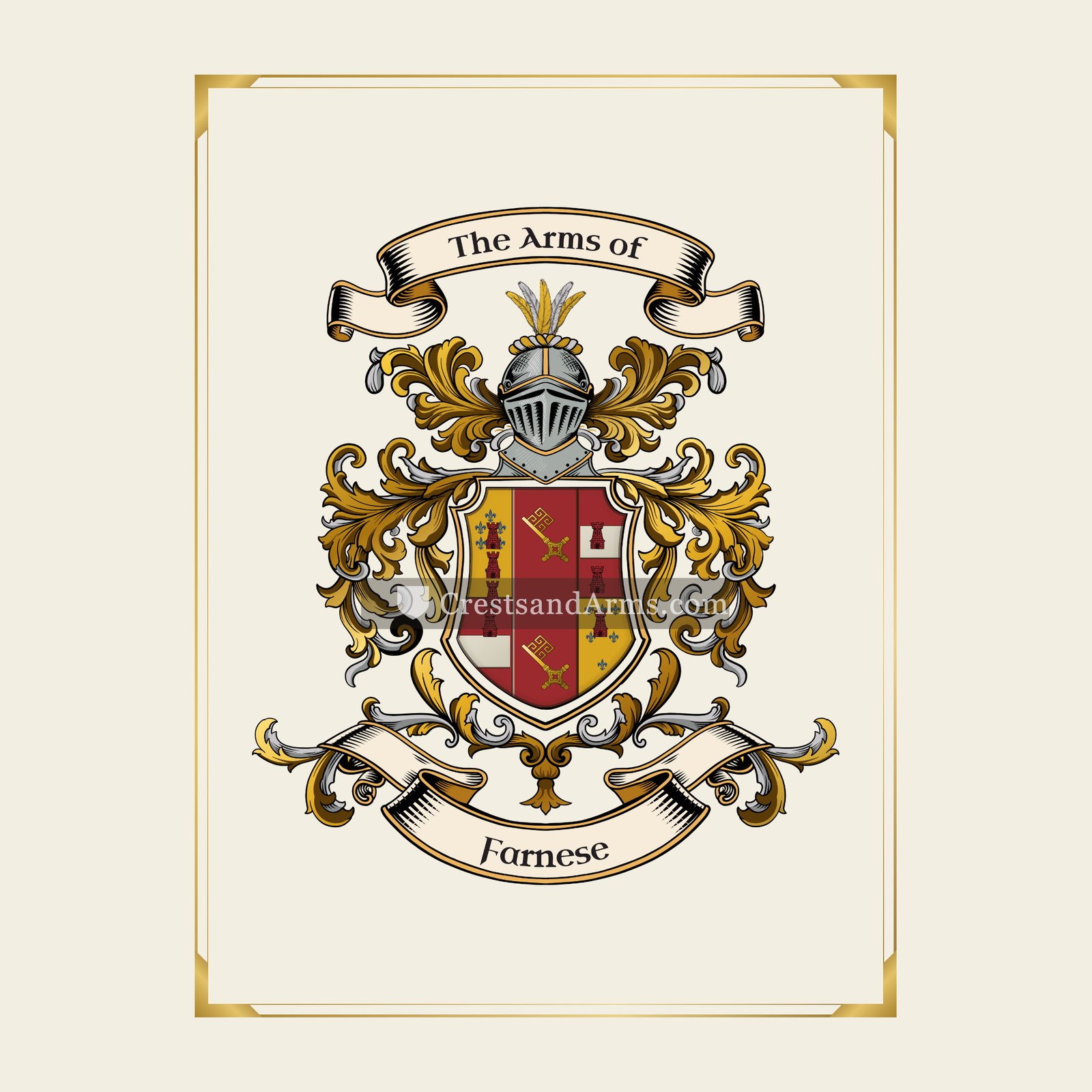 With gold border