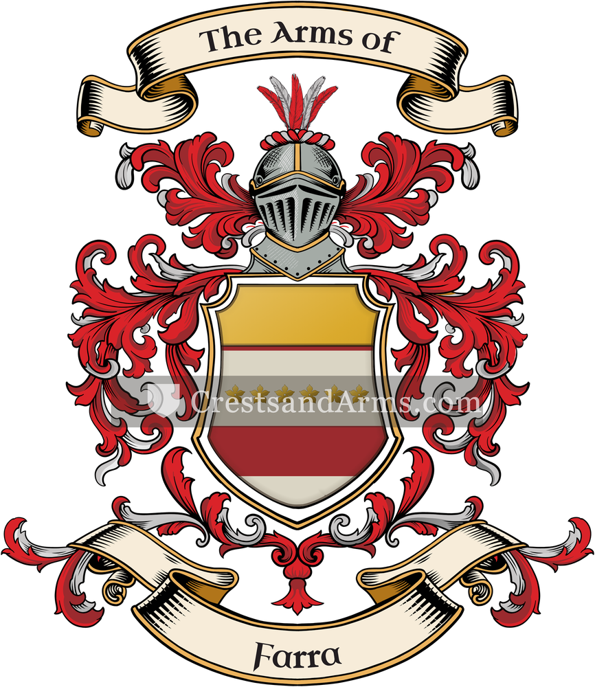 The Farra coat of arms, drawn from the recorded blazon