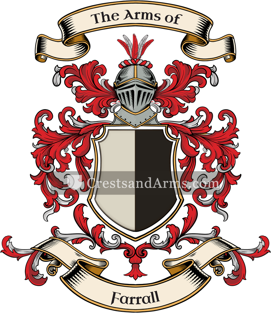 The Farrall coat of arms, drawn from the recorded blazon