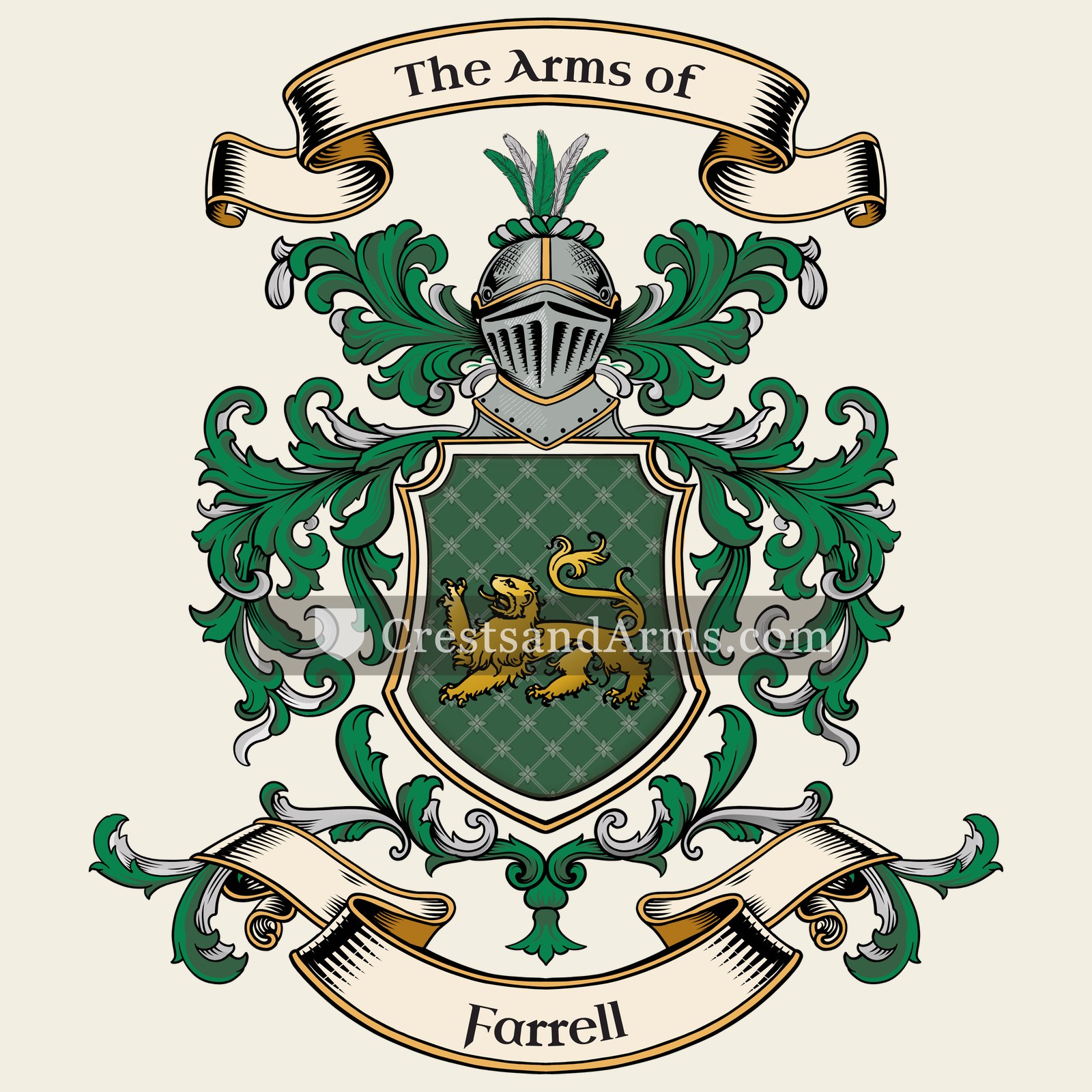 The Farrell coat of arms, drawn from the recorded blazon