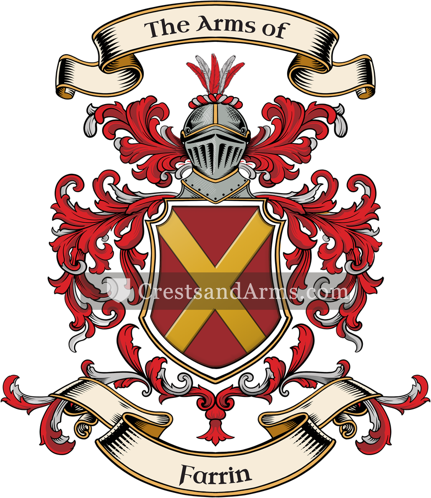 The Farrin coat of arms, drawn from the recorded blazon