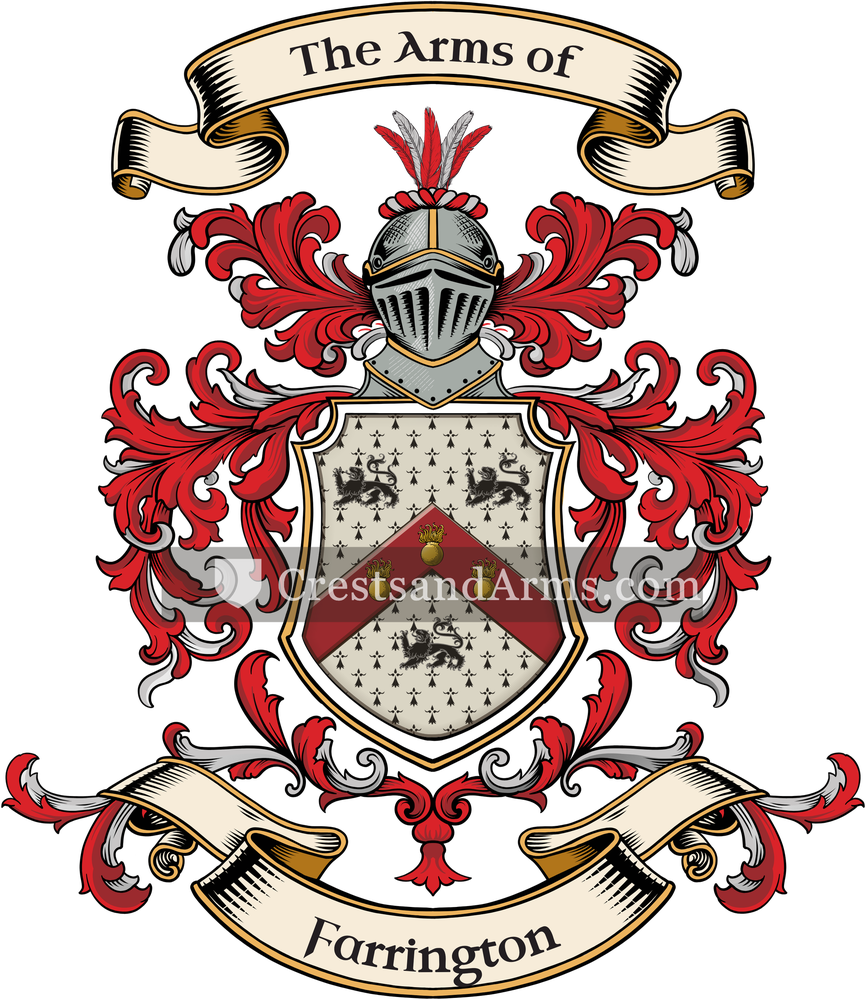 The Farrington coat of arms, drawn from the recorded blazon