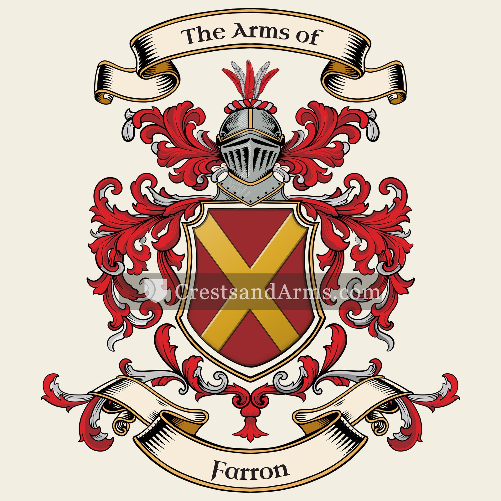 The Farron coat of arms, drawn from the recorded blazon
