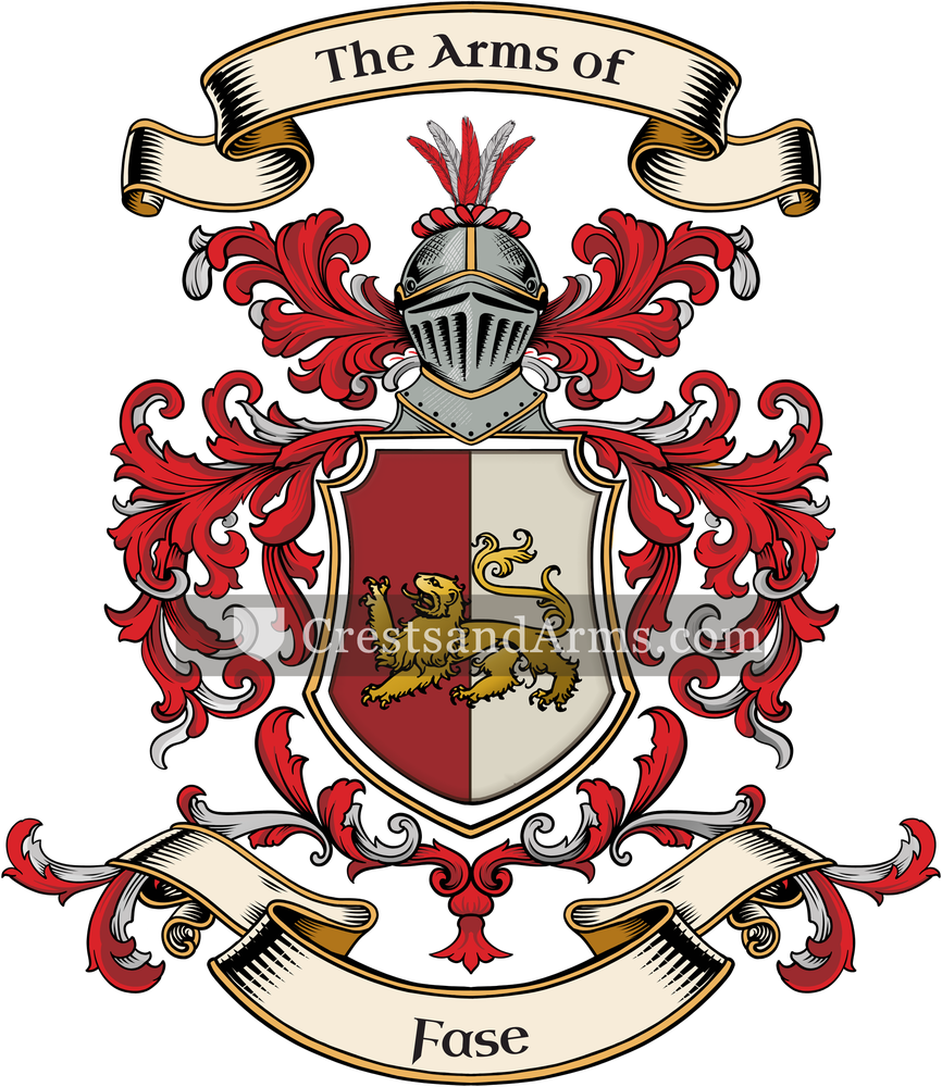 The Fase coat of arms, drawn from the recorded blazon