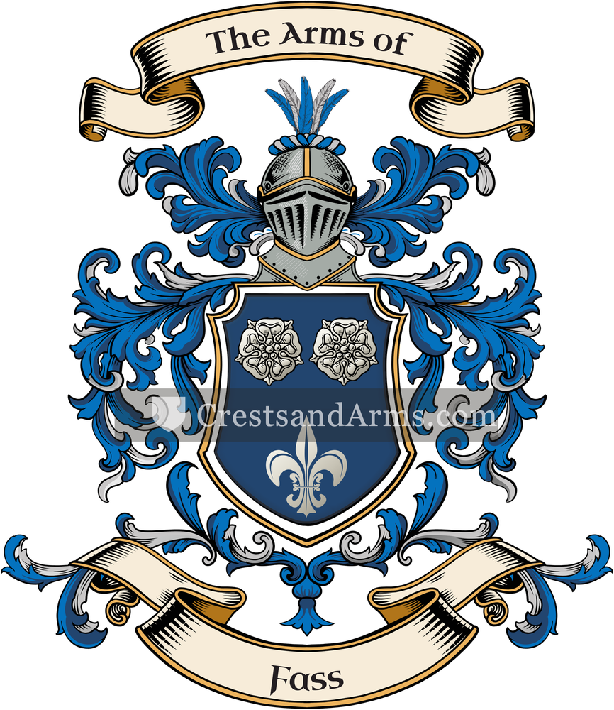 The Fass coat of arms, drawn from the recorded blazon