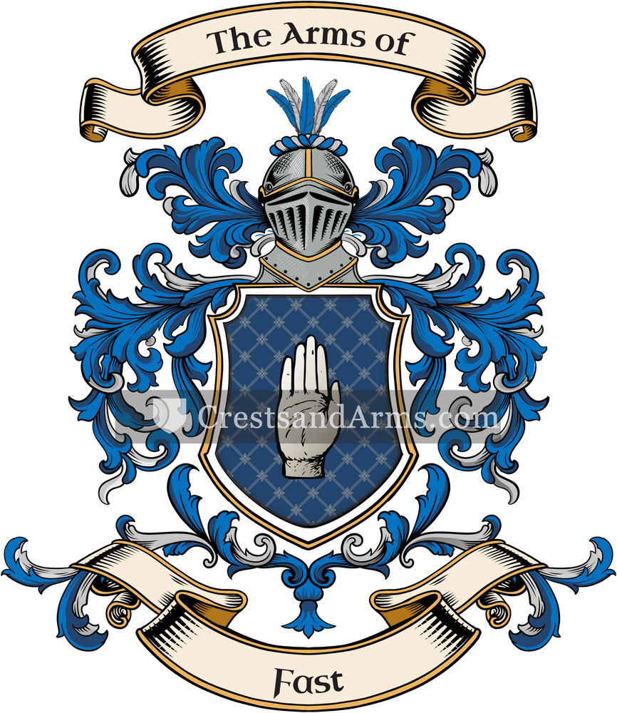 The Fast coat of arms, drawn from the recorded blazon