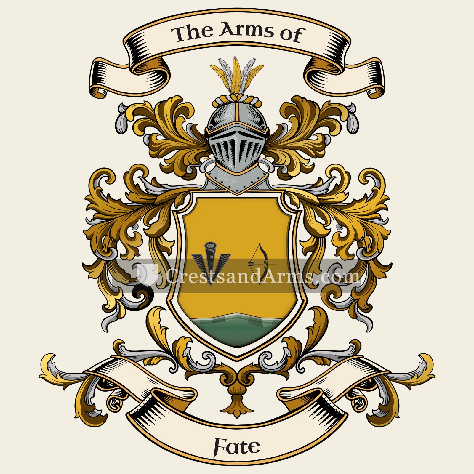 The Fate coat of arms, drawn from the recorded blazon