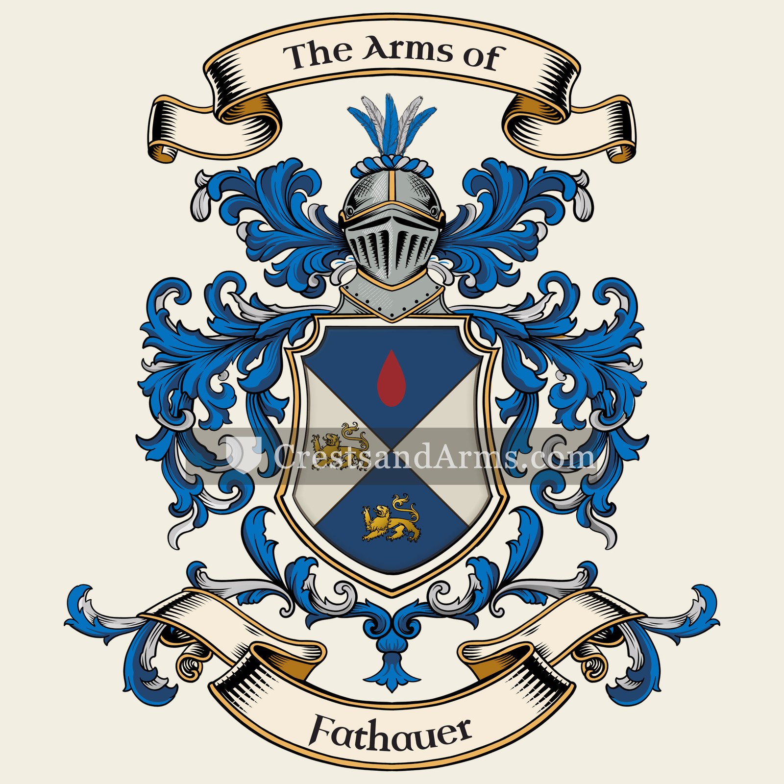 The Fathauer coat of arms, drawn from the recorded blazon