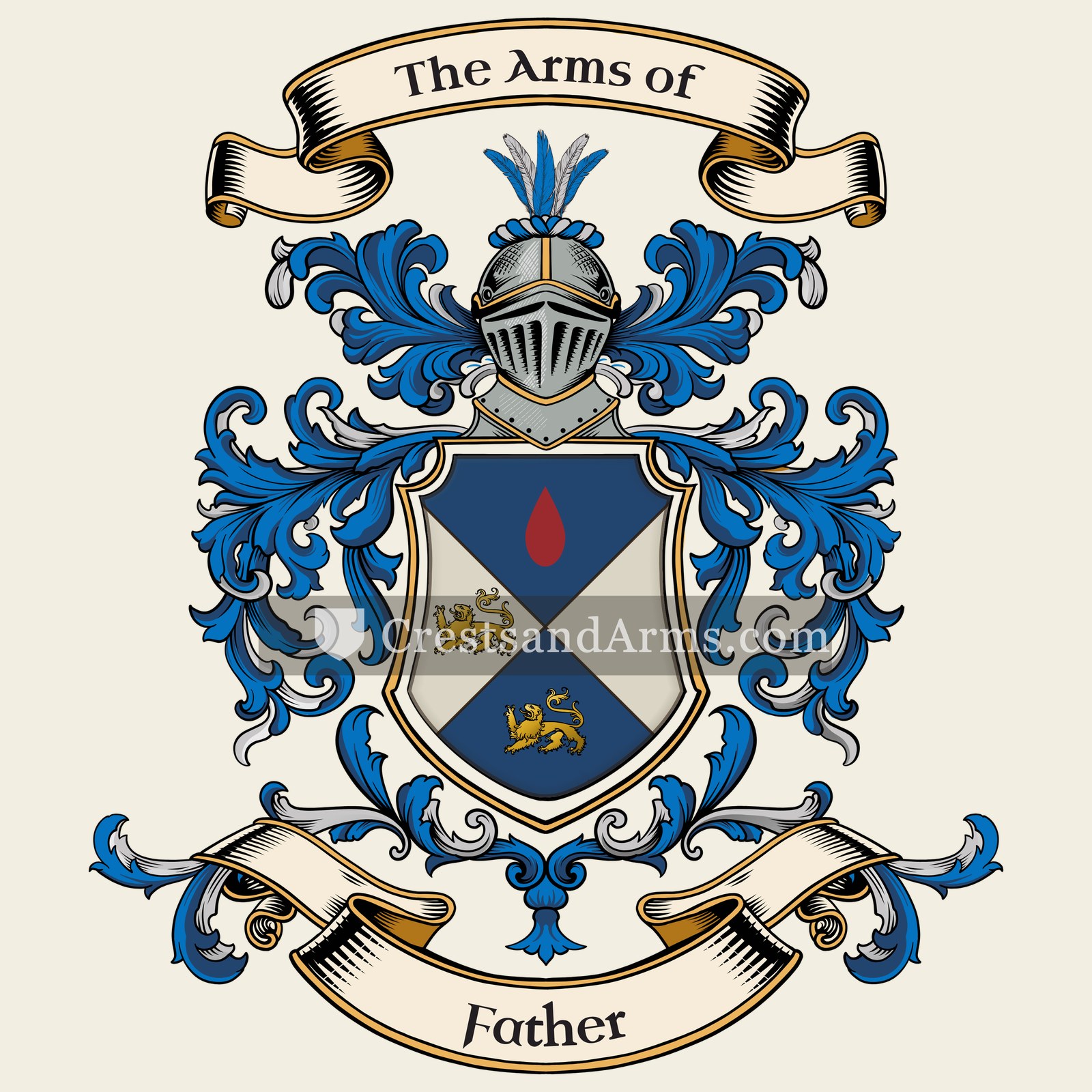 The Father coat of arms, drawn from the recorded blazon