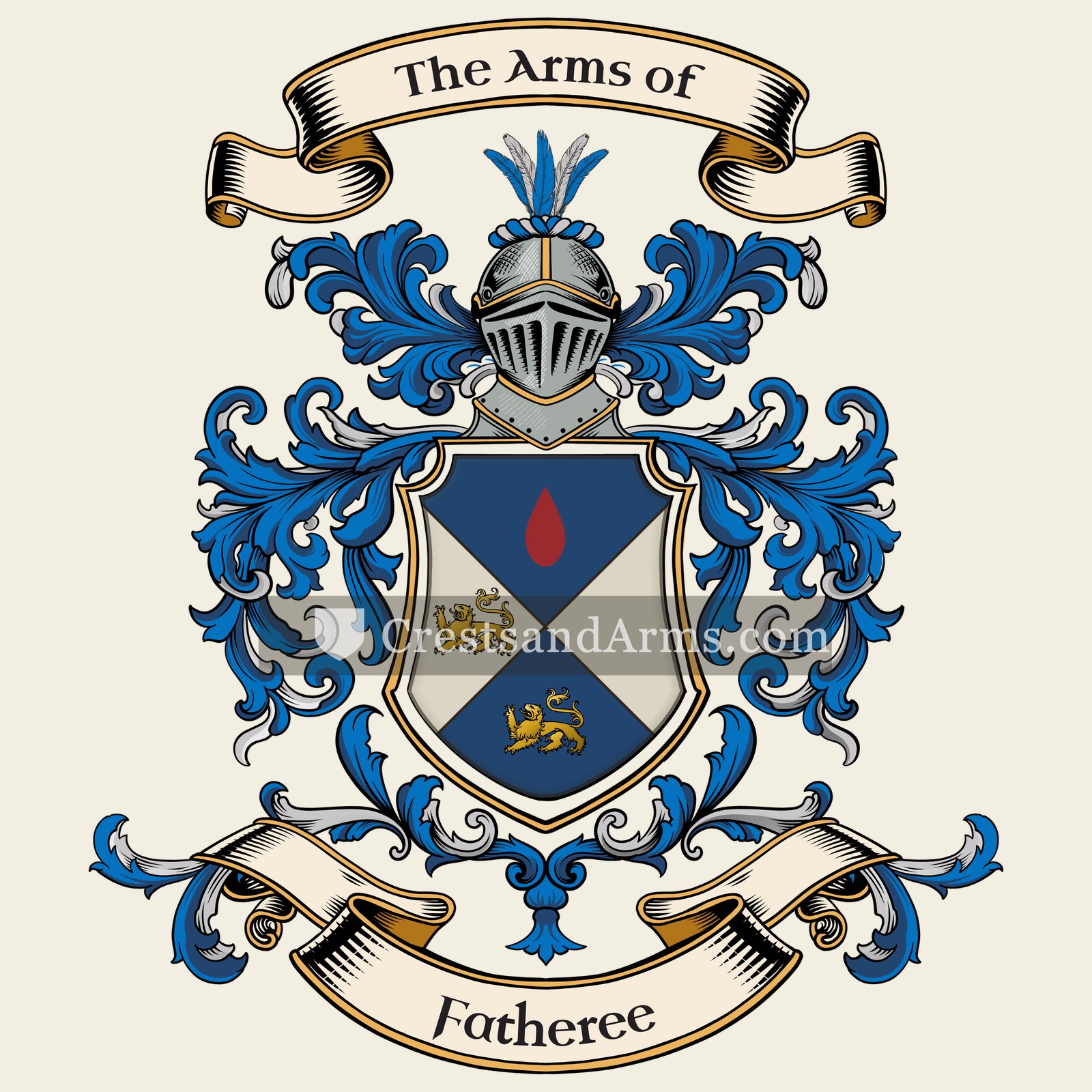 The Fatheree coat of arms, drawn from the recorded blazon