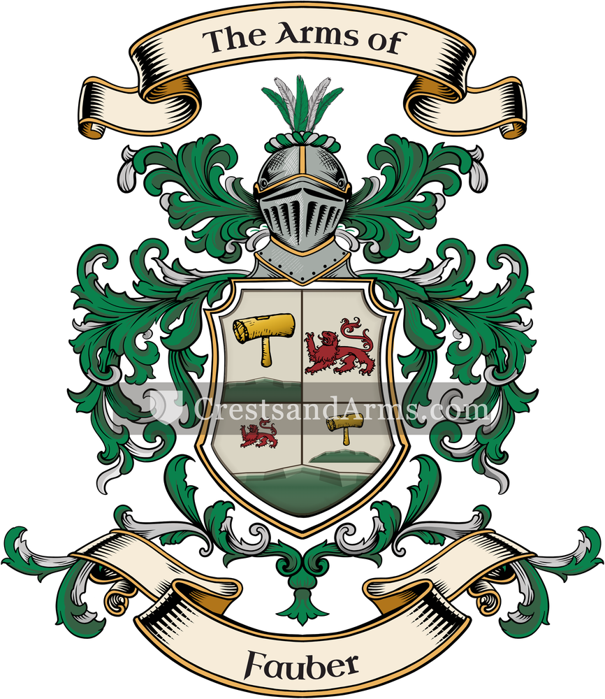 The Fauber coat of arms, drawn from the recorded blazon