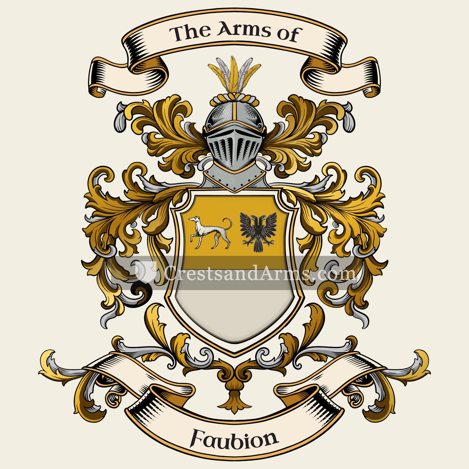 The Faubion coat of arms, drawn from the recorded blazon
